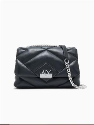 Borsa Armani Exchange in ecopelle nera in DONNA