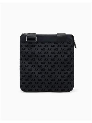 Borsello Armani Exchange in tessuto nero logo all over in UOMO