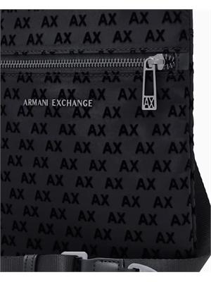 Borsello Armani Exchange in tessuto nero logo all over in UOMO