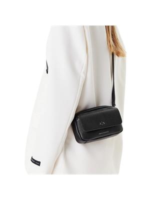 Borsa a tracolla Armani Exchange in ecopelle nera in DONNA