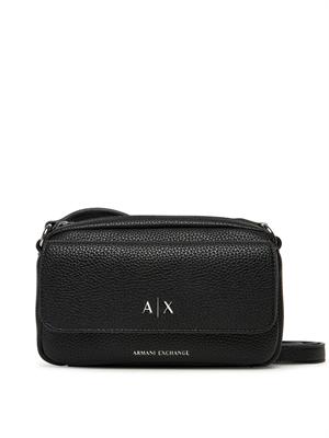 Borsa a tracolla Armani Exchange in ecopelle nera in DONNA