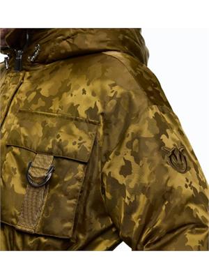 Piumino Passito Pinko vera piuma d'oca in raso tecnico camouflage in DONNA