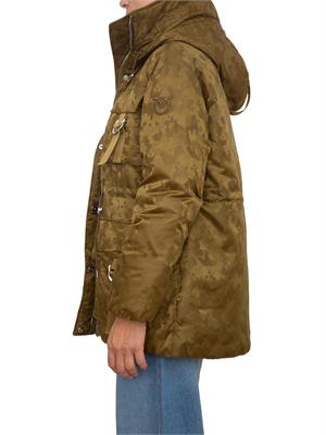 Piumino Passito Pinko vera piuma d'oca in raso tecnico camouflage in DONNA