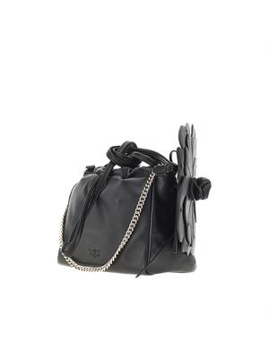 Borsetta Pinko in pelle nera maxi fiore in DONNA