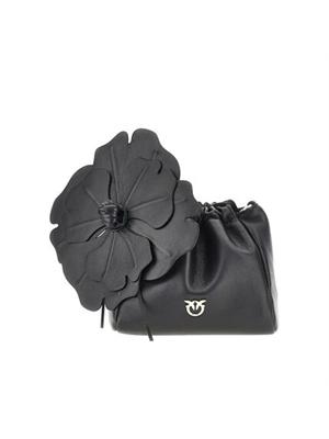 Borsetta Pinko in pelle nera maxi fiore in DONNA