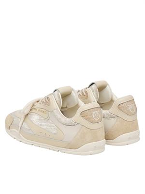 Sneakers Yulia Pinko pelle avorio inserti velluto in DONNA
