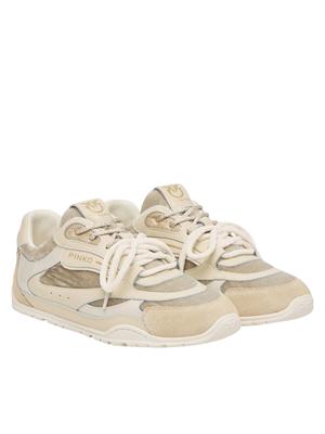 Sneakers Yulia Pinko pelle avorio inserti velluto in DONNA