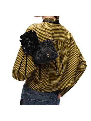 Borsetta nera Pinko full strass e fiore in DONNA