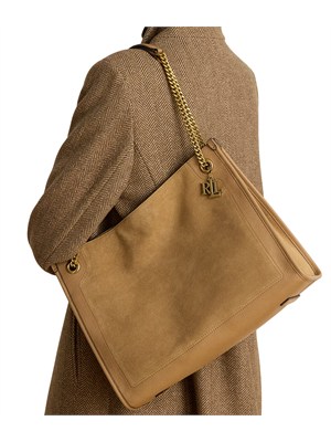 Borsa Bradley Lauren Ralph Lauren in camoscio e pelle beige in DONNA