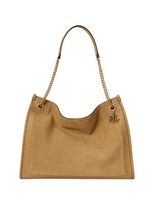 Borsa Bradley Lauren Ralph Lauren in camoscio e pelle beige in DONNA