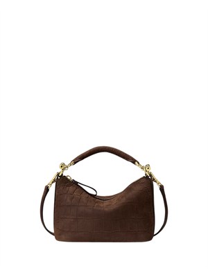 Borsa Blaike mini Lauren Ralph Lauren in nabuk effetto coccodrillo marrone in DONNA