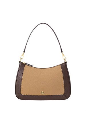 Borsa Danni Lauren Ralph Lauren in pelle saffiano bicolor beige marrone in DONNA