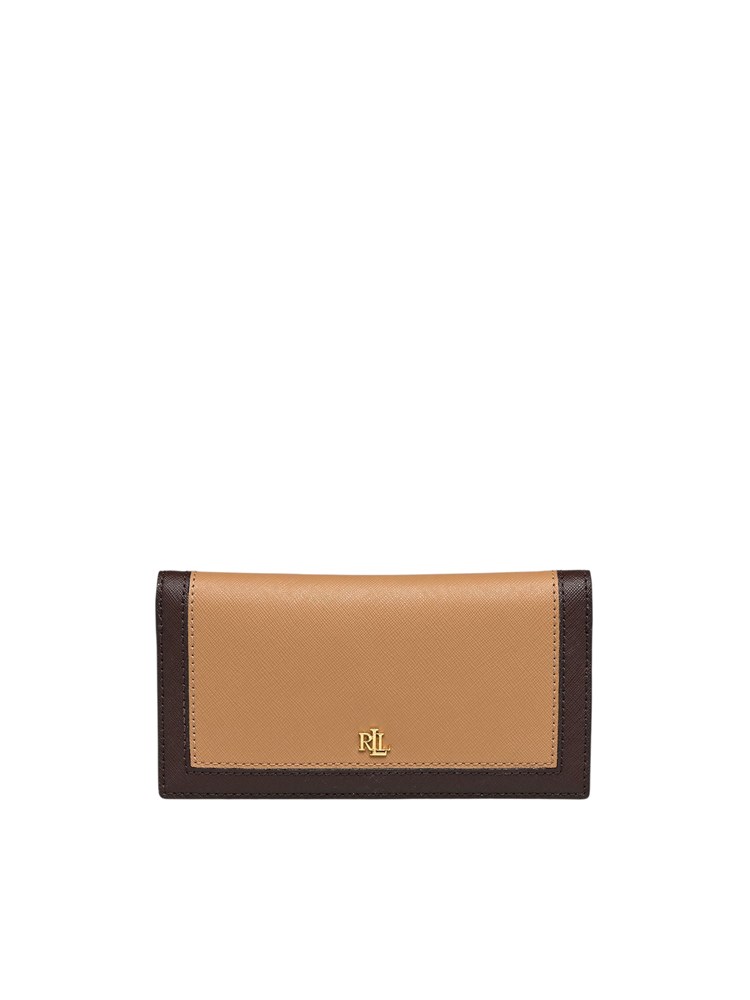 Portafoglio Lauren Ralph Lauren in pelle bicolor beige marrone