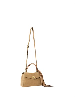 Bauletto Farrah Lauren Ralph Lauren in camoscio beige con foulard in DONNA