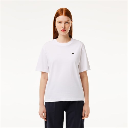 LACOSTE Tf7215 001 T-Shirt Mc Bianco Donna in Abbigliamento