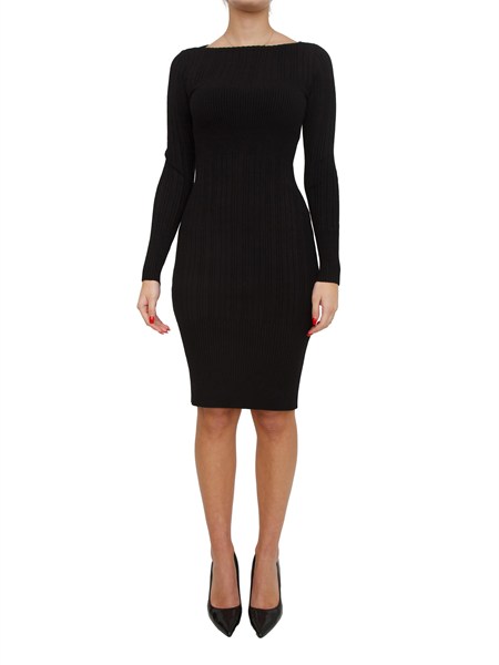 abito longuette twinset in maglia di viscosa stretch nero 252tt3220
