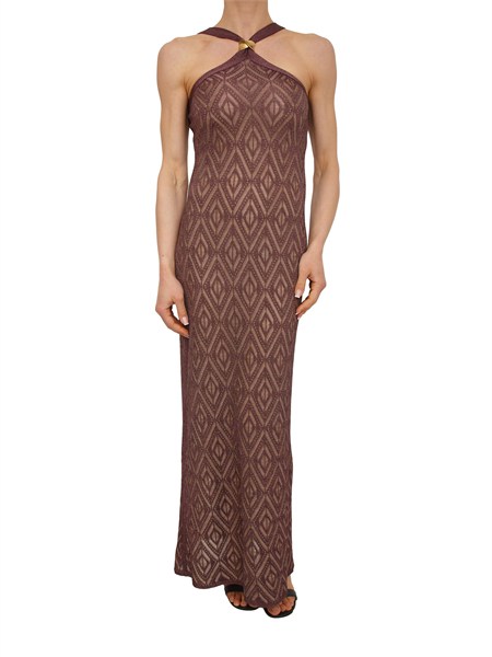 abito lungo tobia nenette in maglia marrone e lurex 41bb tobia