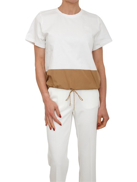 blusa zorro emme marella in cotone bianco e taffeta marrone emmzorro
