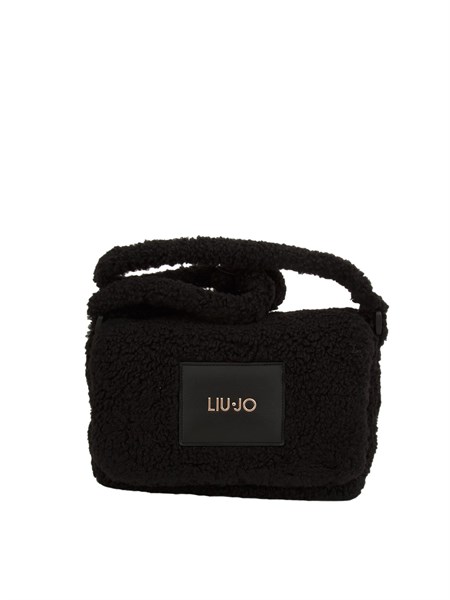 borsa a tracolla liu jo donna in teddy nero con patch logo tf5273e0021