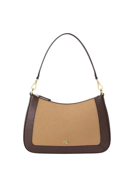borsa danni lauren ralph lauren in pelle saffiano bicolor beige marrone danni26431934891016