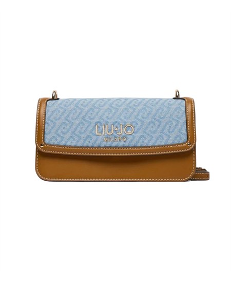 borsa liu jo donna in denim blu chiaro jacquard e logo aa6073t379a