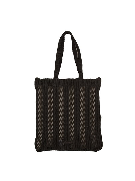 borsa pinko in rafia traforata nera con ricamo logo 106728a39y