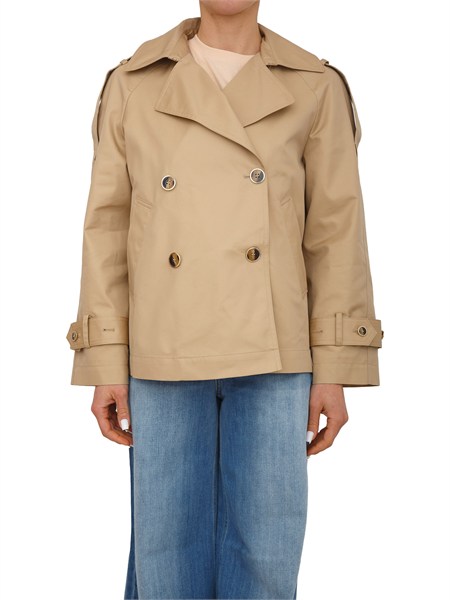 caban doppiopetto twinset in gabardina di cotone beige 261tp2231