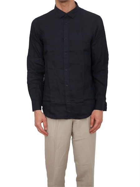 camicia armani exchange uomo in lino blu xm001221af14619
