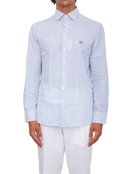 camicia etro uomo in cotone seersucker a righe azzurre mrib000299tr5a9