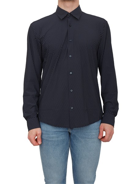 camicia liam boss uomo in cotone blu microfantasia p liam k f 26150562148