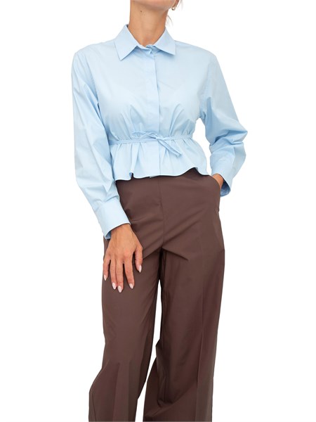 camicia marella in popeline stretch celeste marsala