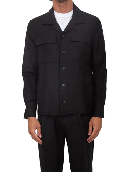 camicia overshirt nera antony morato lino e cotone mmsl00794fa900135