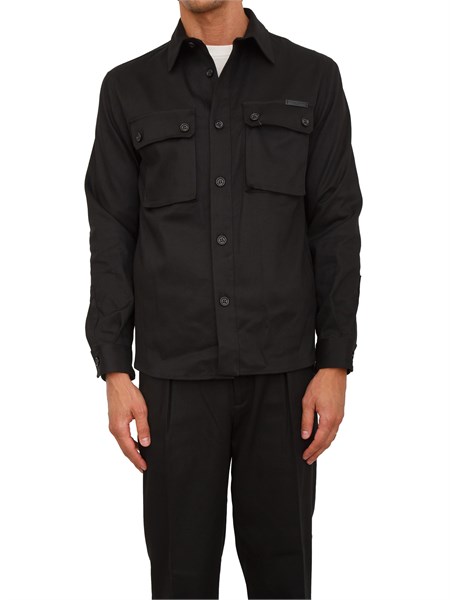 camicia overshirt paolo pecora in gabardina nera g0115183