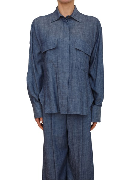 camicia peuterey in denim di lyocell e lino blu ped5658gerardde