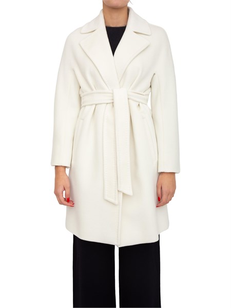 cappotto midi scire max mara in beaver di pura lana vergine bianco scire