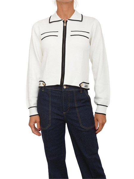 cardigan liu jo donna in maglia misto seta bianco tf5250ms59l