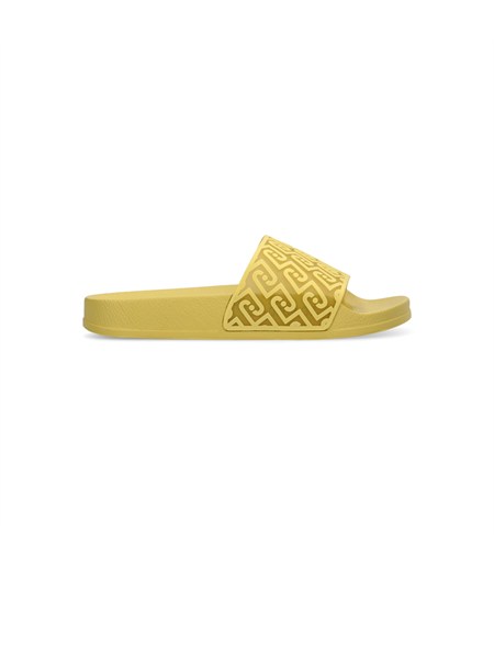 ciabatte liu jo donna giallo lime con maxi fascia logo all over ba6075ex345