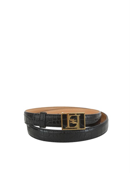 cintura nero elisabetta franchi con logo ct47s56e2