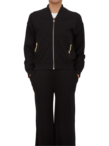 felpa liu jo donna in tessuto nero con catenine ta6241js182