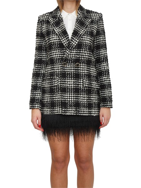 giacca blazer twinset in tessuto boucle check nero 252tt2111