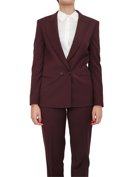 giacca blazer twinset in twill misto lana bordeaux 252tt2128