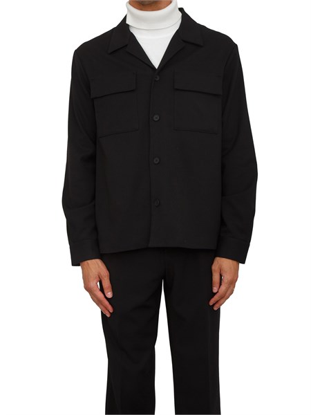 giacca camicia overshirt antony morato in twill elasticizzato nero mmsl00776fa600260