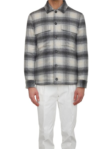 giacca camicia peserico uomo in misto lana grigia a quadri r5225808855