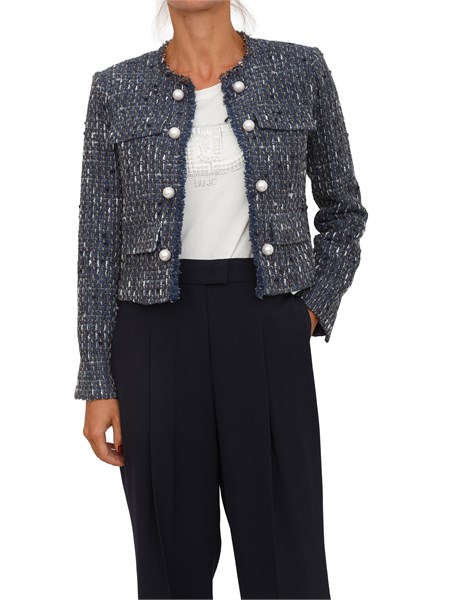 giacca monopetto liu jo donna in boucle blu con perle cf5377t081a