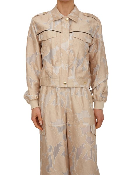 giubbino liu jo donna in organza con lavorazione jacquard beige ta6199t345a