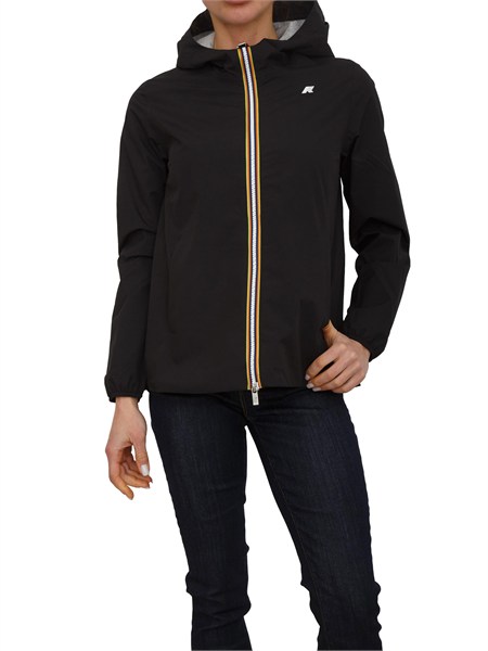 giubbino marguerite k way donna in tessuto tecnico nero k8138pw