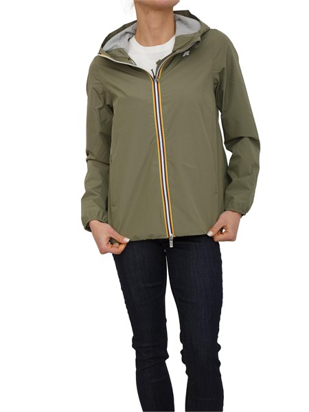giubbino marguerite k way donna in tessuto tecnico verde k8138pw