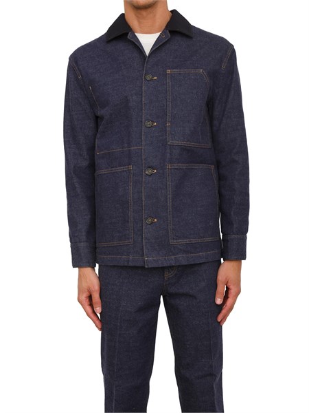giubbotto paolo pecora in denim indaco colletto a contrasto o1510233