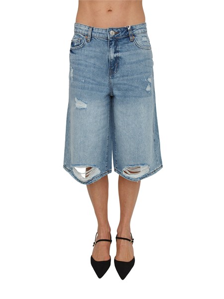 jeans bermuda fracomina in denim lavaggio medio e strappi fp26sv6019d471o1