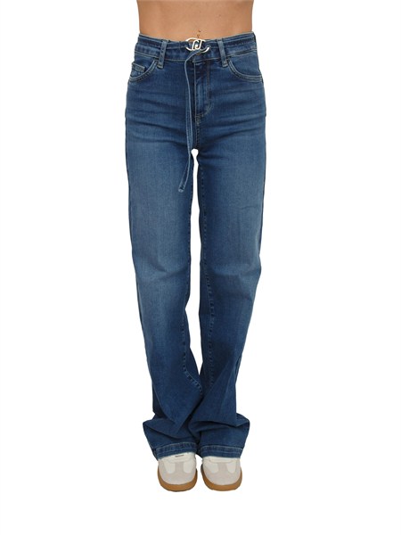 jeans flare liu jo donna in denim stretch blu scuro ua6160d0264
